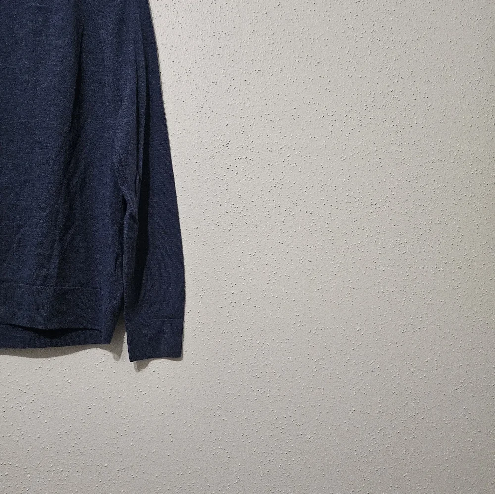 Banana Republic Italian Merino Wool Sweater Large Blue Crewneck Lightweight Knit